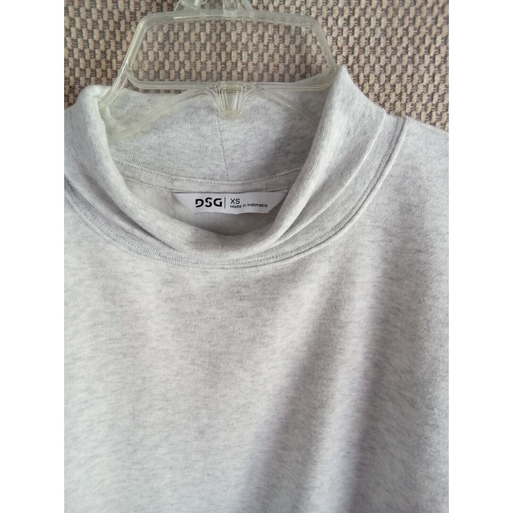 DSG Mens XS Mock Neck Sweatshirt Heather Gray Fleece Pullover Oversized Relaxed